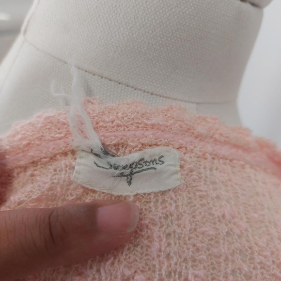 Simpsons Canadian Vintage Baby Pink 70s Pointelle Knit Button-Up Cardigan - Picture 4 of 4